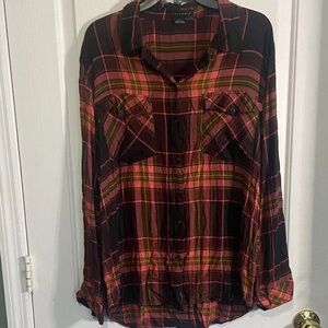 Sanctuary Brown and Pink Plaid Shirt